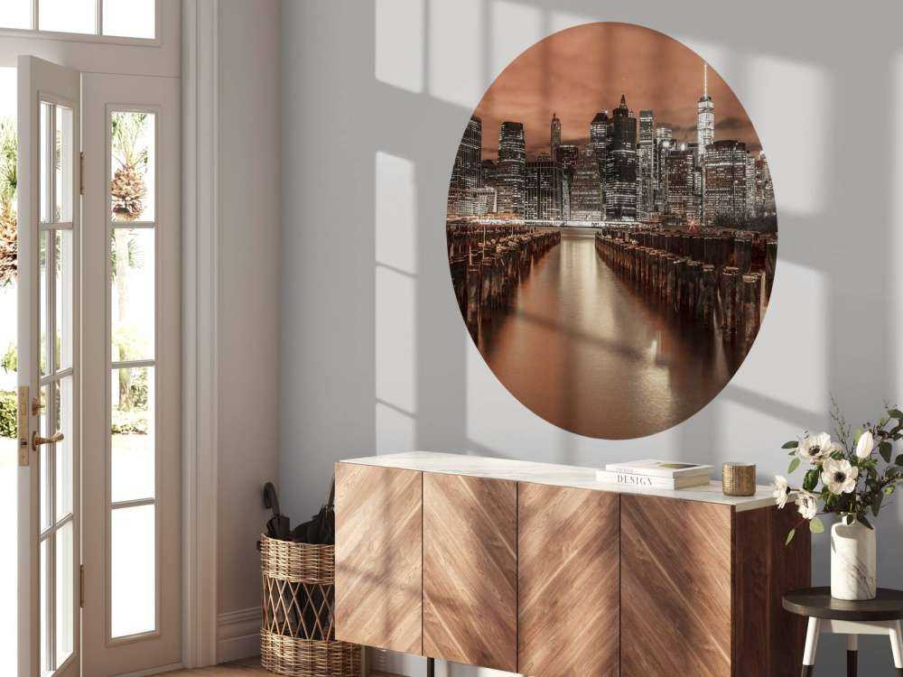 Skyline de Manhattan avec des brise-lames