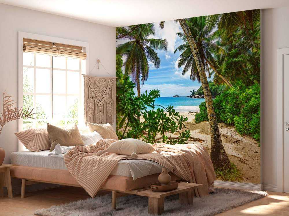Plage entre les palmiers