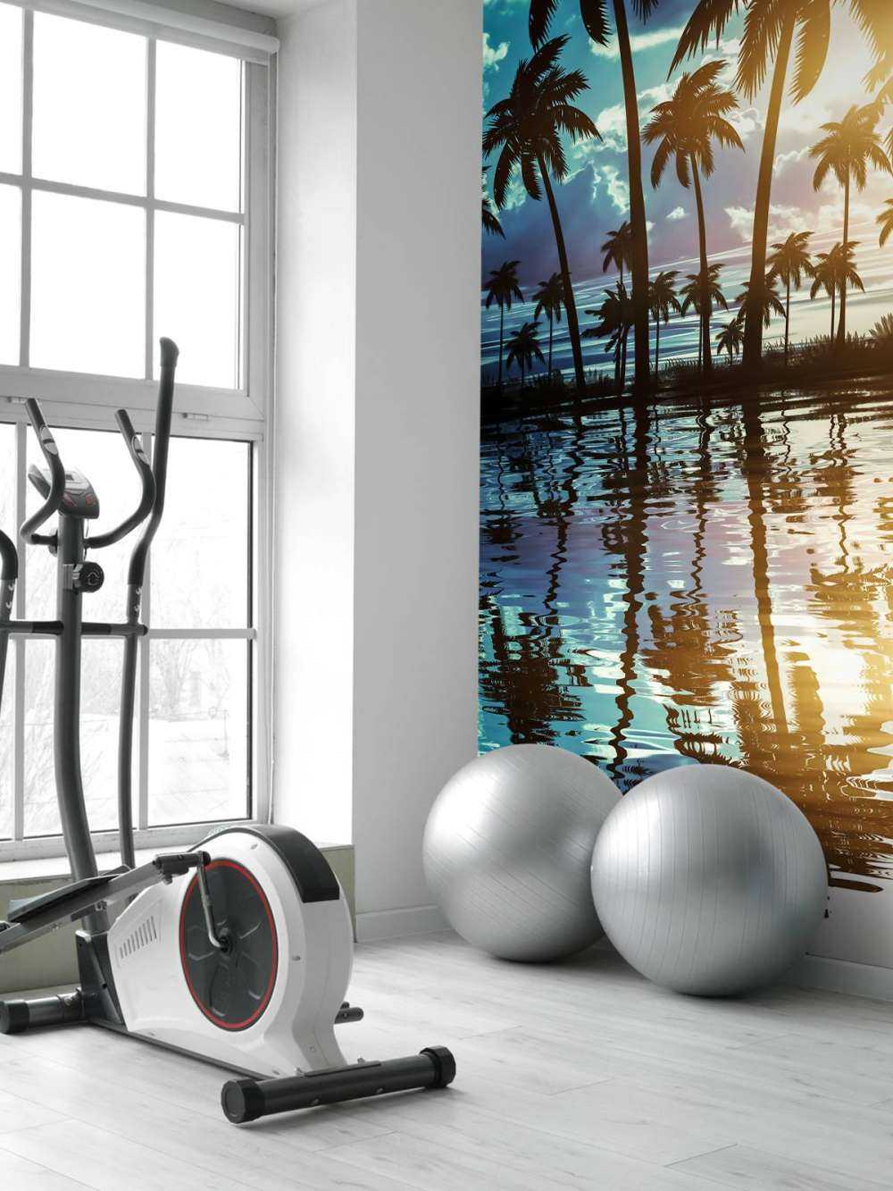 Paysage de nuit avec palmiers