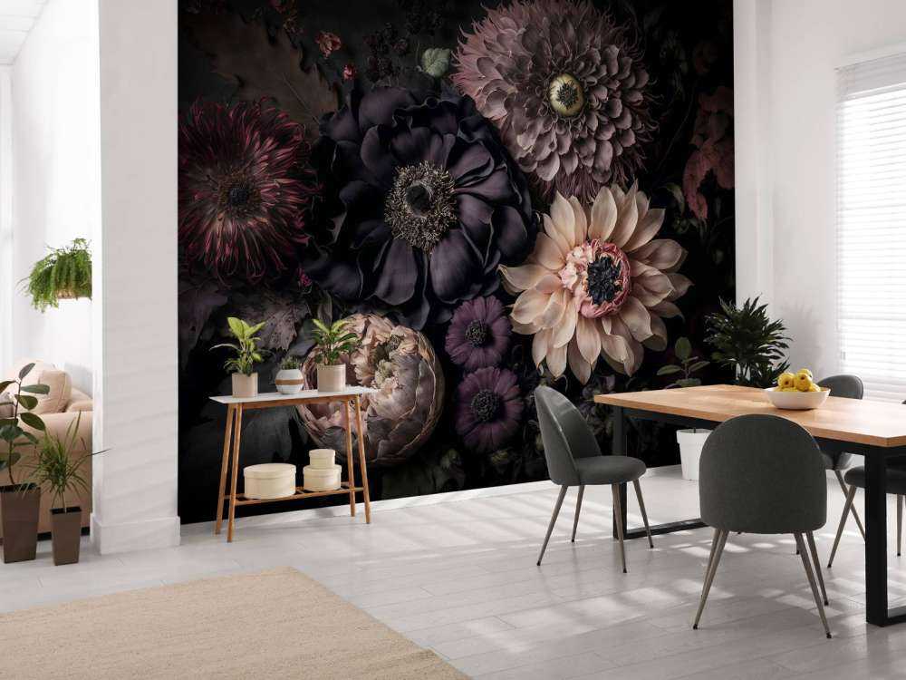 Fleurs sombres et mélancoliques, luxe bohème