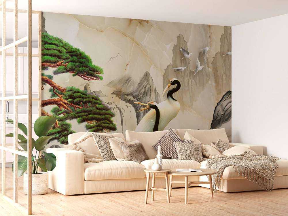 Des grues dans un monde imaginaire