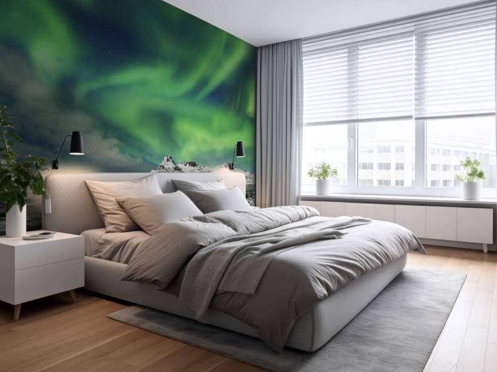 Aurore boréale au-dessus d'un paysage d'hiver