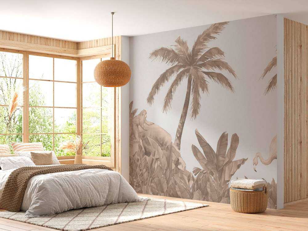 Singes et flamants roses