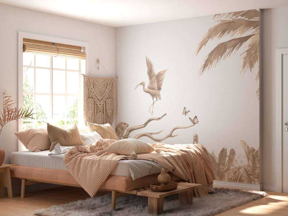 Branche avec animaux de la jungle en taupe