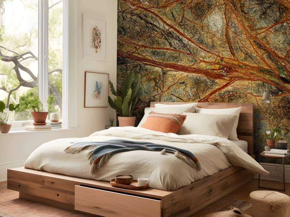 Marbre vert avec des veines colorées