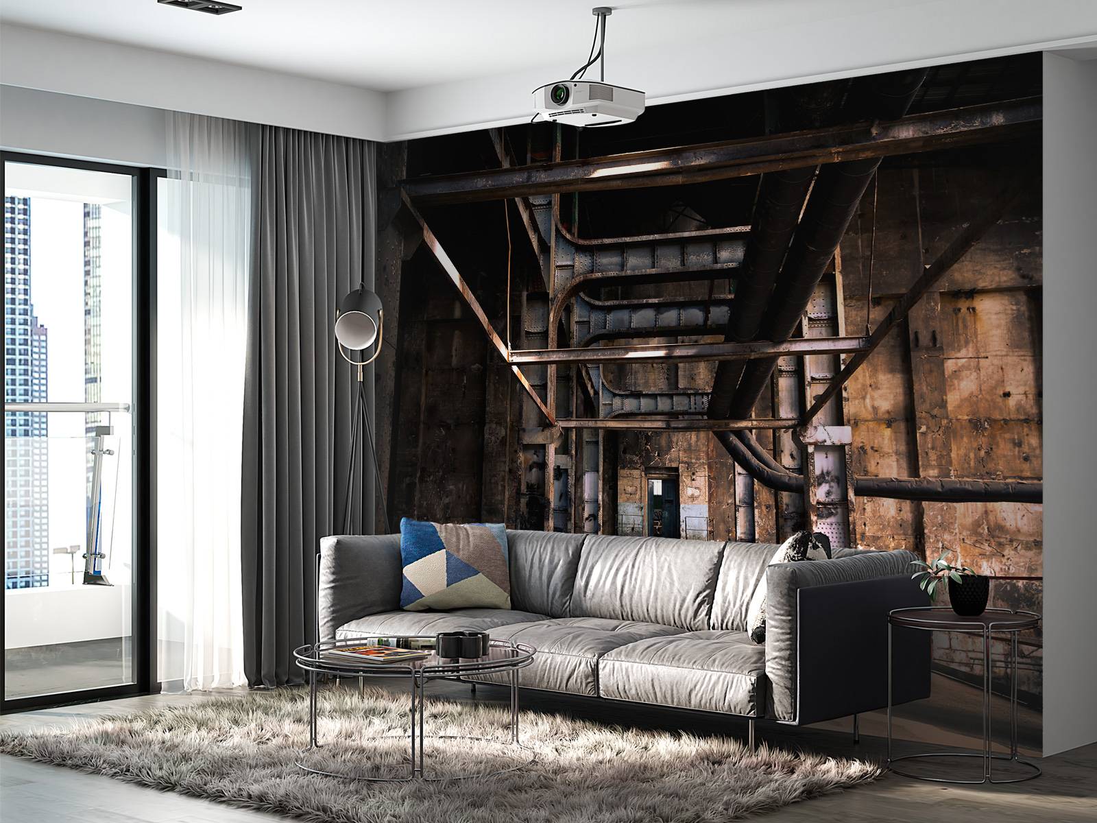 Papier Peint Panoramique Engrenages Métalliques Industriels Papier