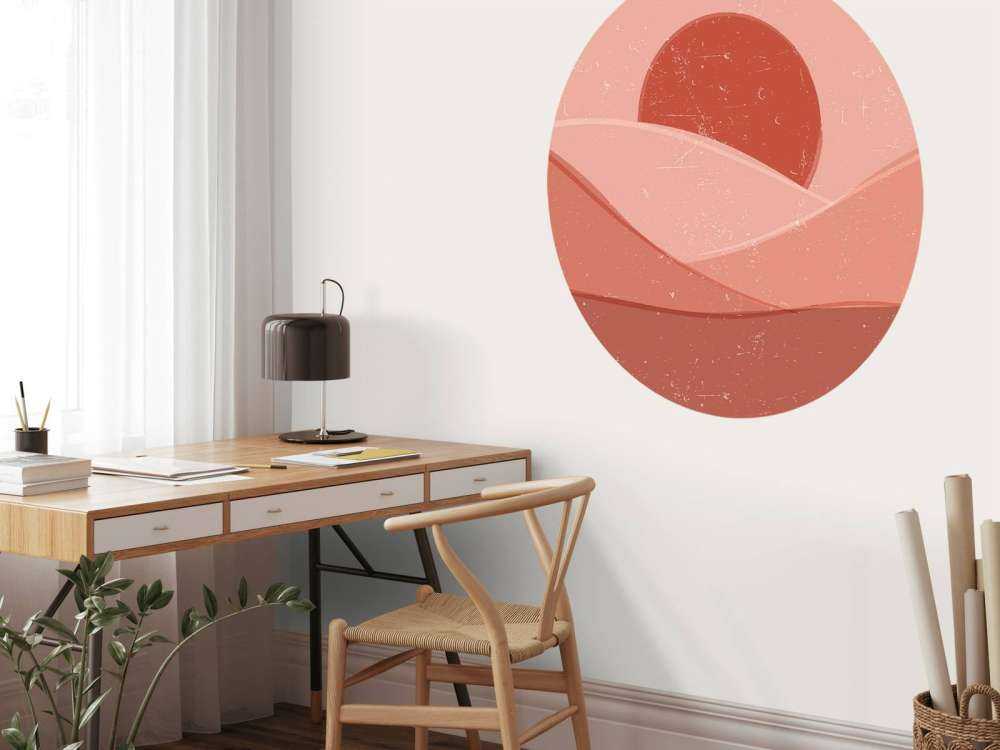 Vagues rouges devant le soleil