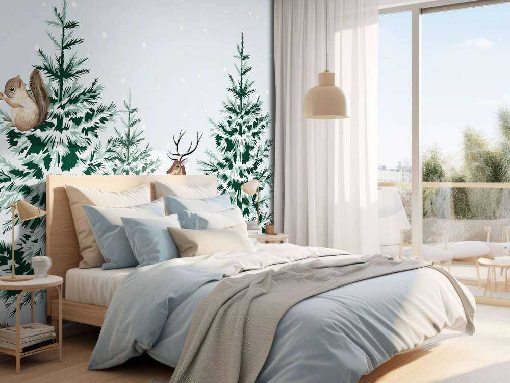 Joie des résidents de la forêt d'hiver