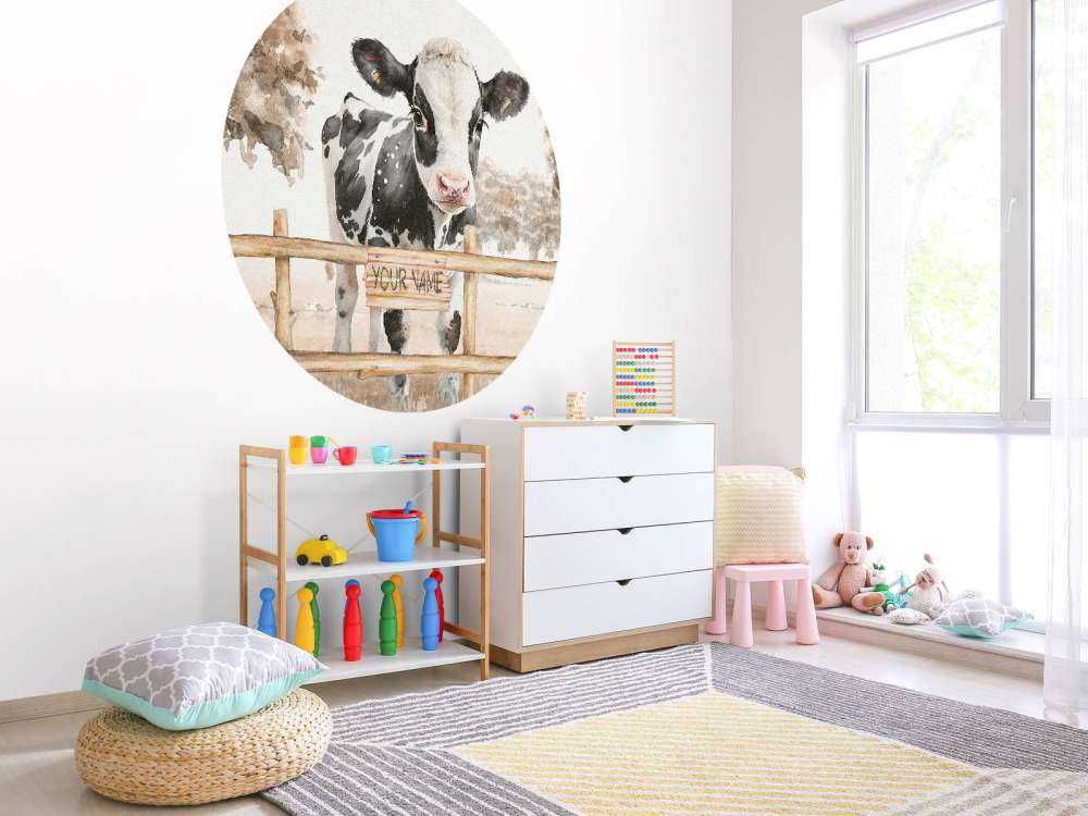 Jeune vache dans un pré taupe