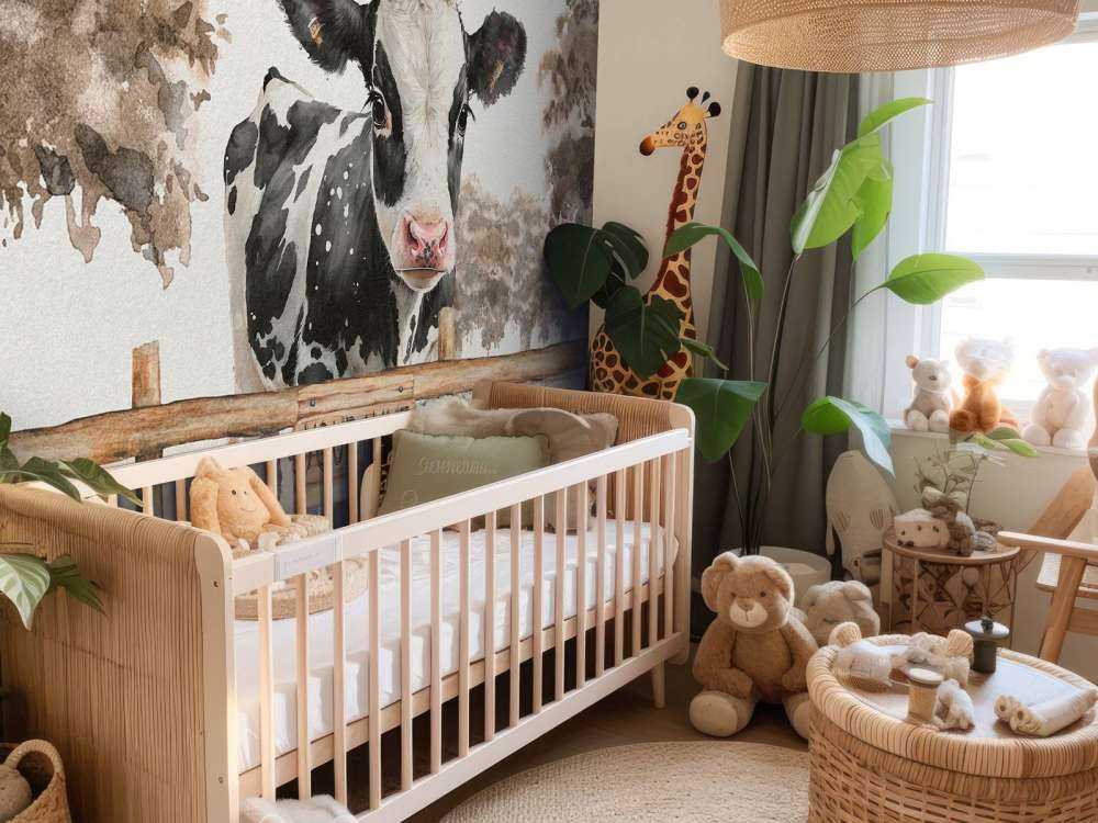 Jeune vache dans un pré taupe