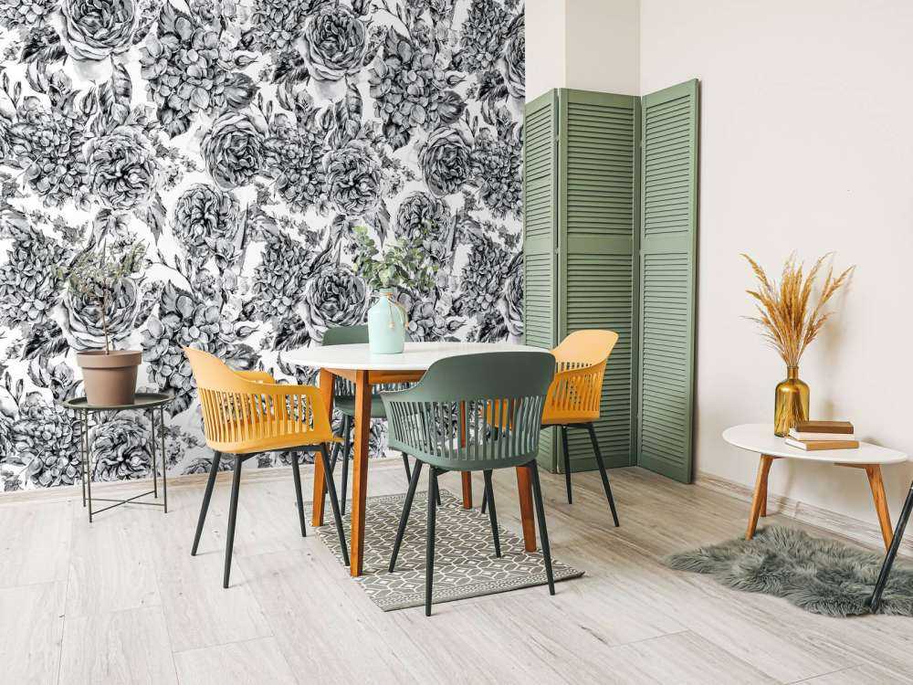 Jardin de Fleurs Noir et Blanc