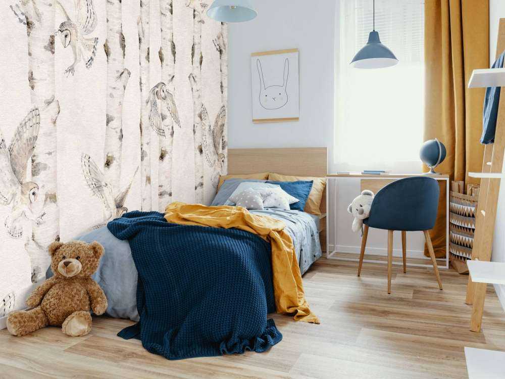 Birch and Owls - White - 120