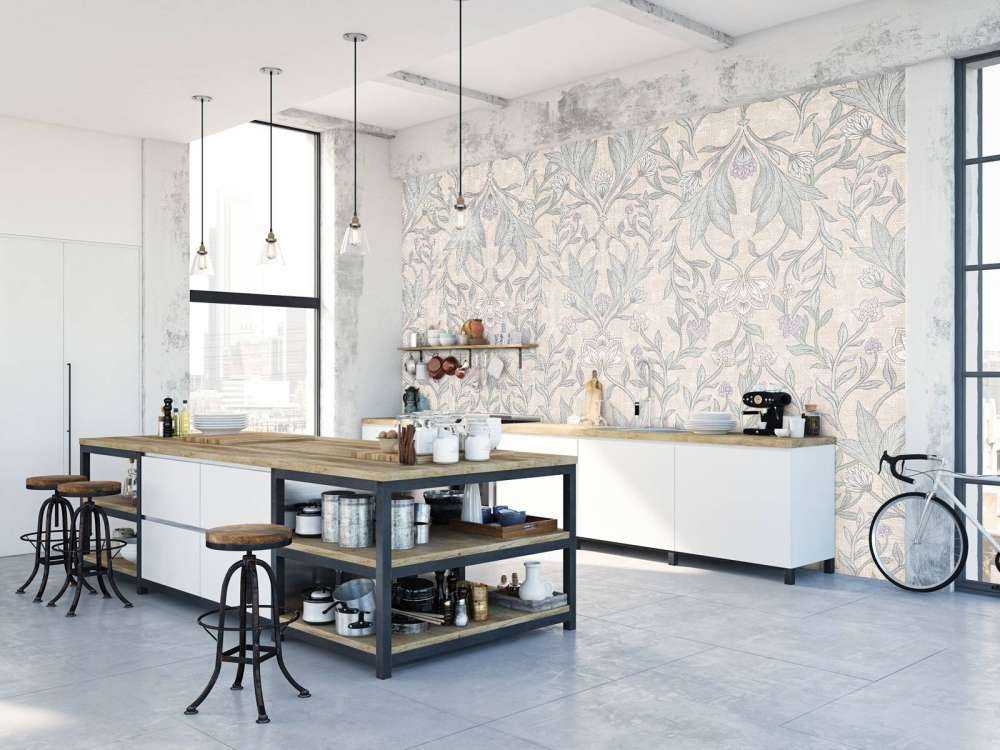 Damas floral Morris - beige neutre