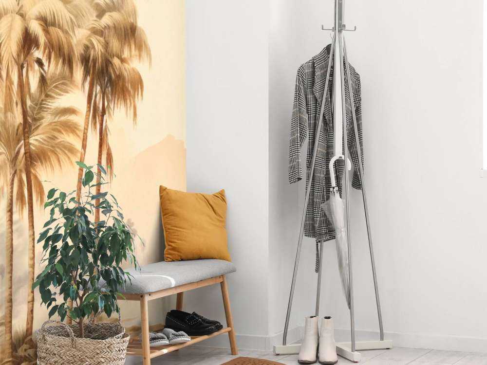 Golden desert palm tree oasis watercolor