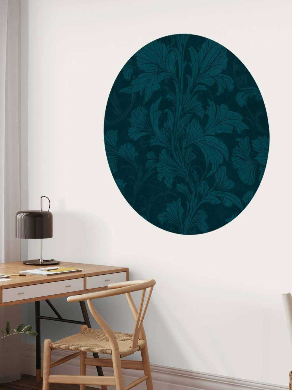 motif damassé ornemental monochrome de style William Morris vert émeraude et sarcelle