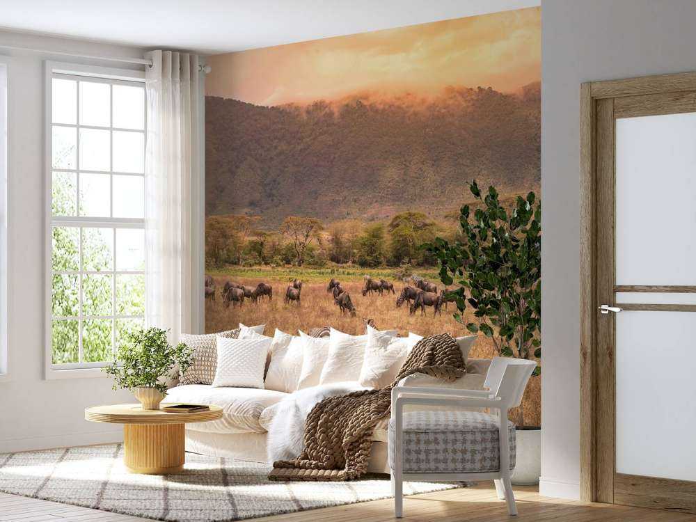 Paysage de savane avec des zèbres