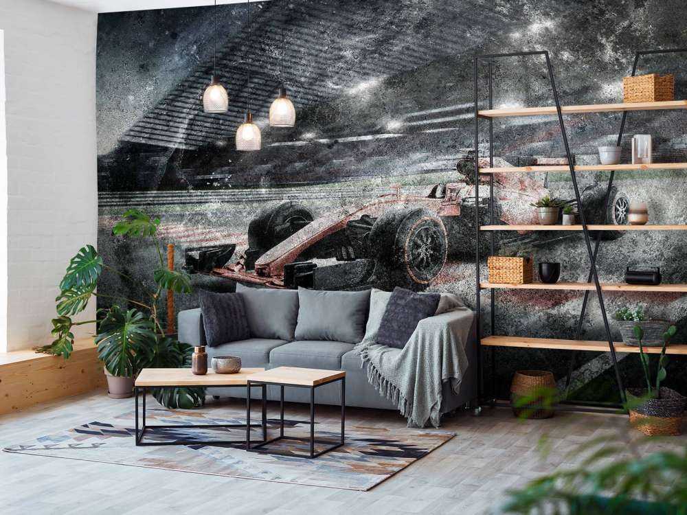 Voiture de course dans un stade