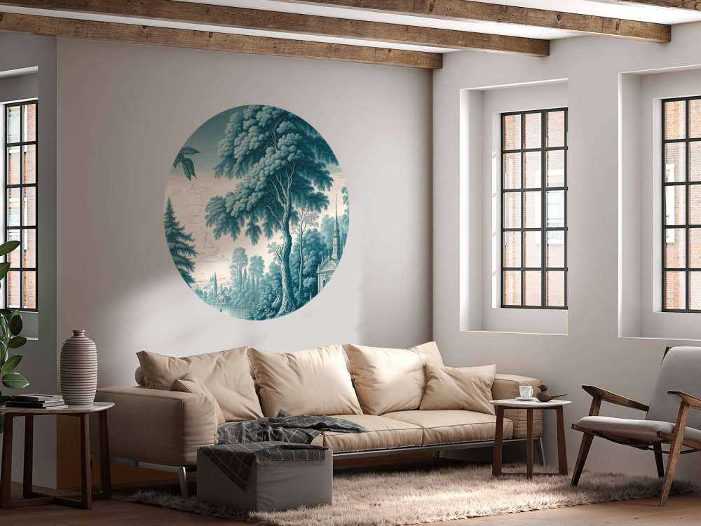 Toile de Jouy bleu canard