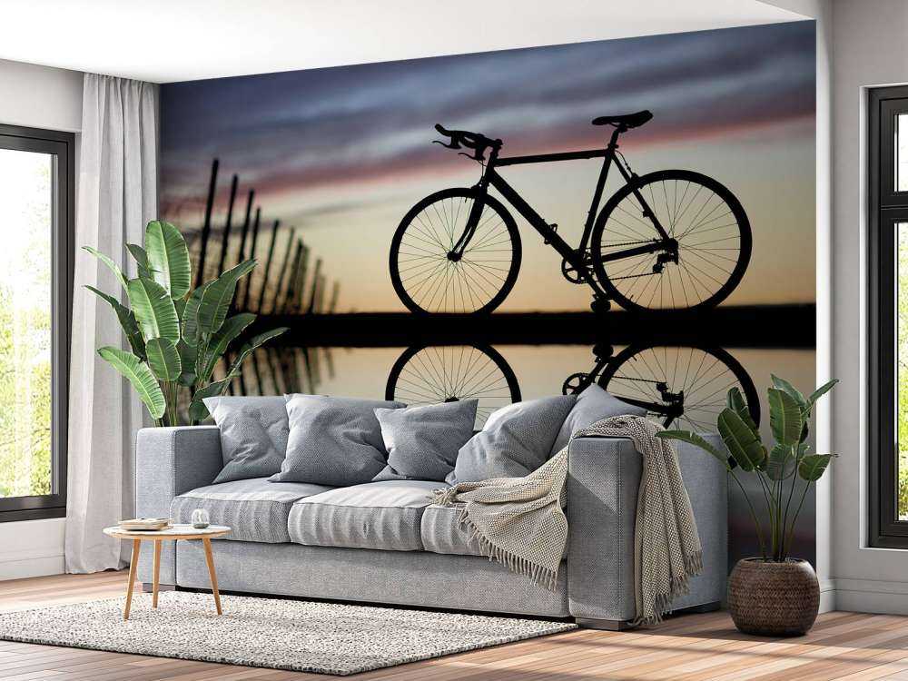 Vélo de course au coucher du soleil