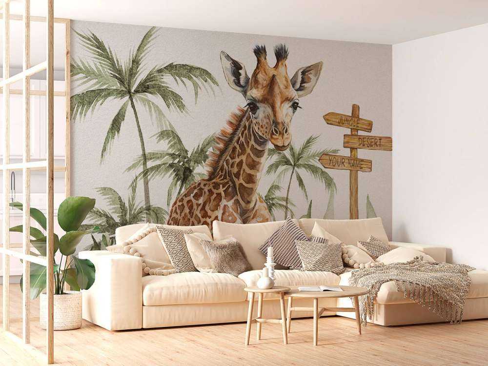 Bébé girafe dans la jungle