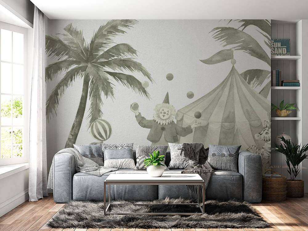 Animaux de cirque joyeux en vert d'eau