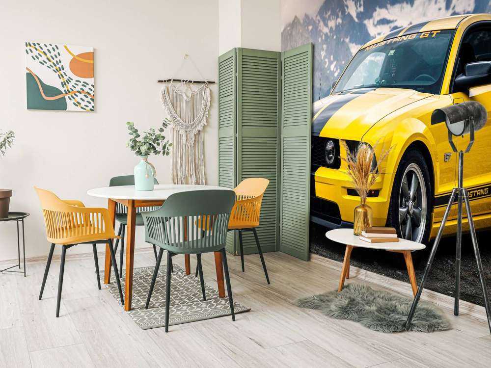 Mustang gelé dans un paysage montagneux