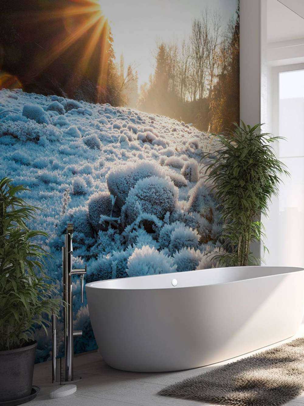 Matin glacial dans la forêt d'hiver