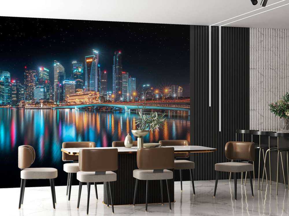 Réflexions de lumière sur la skyline moderne