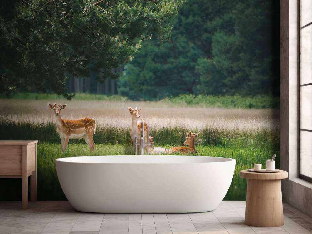 Vredige Weide avec des Chevreuils Sauvages