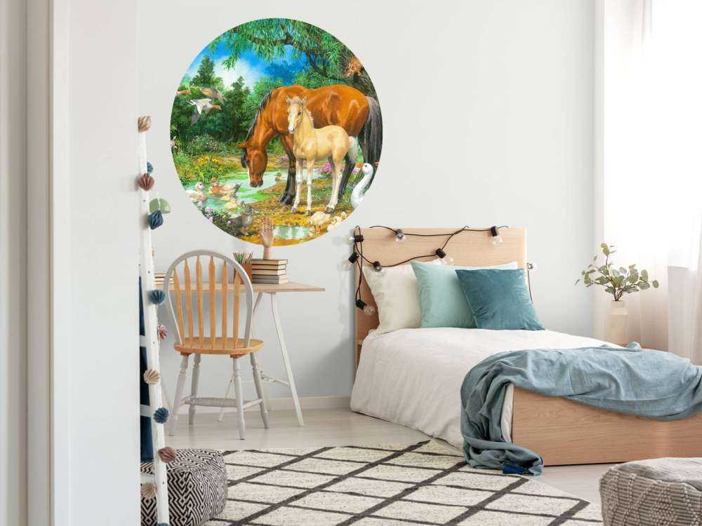 Foal and Mare by the Stream