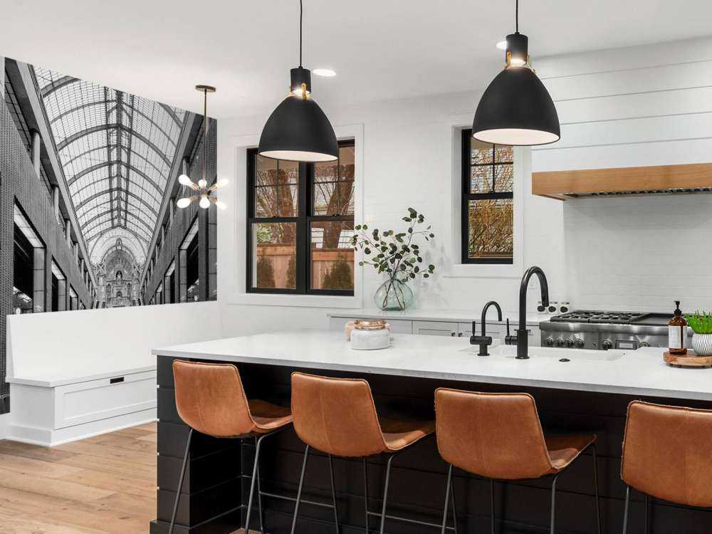 Gare centrale d'Anvers noir et blanc