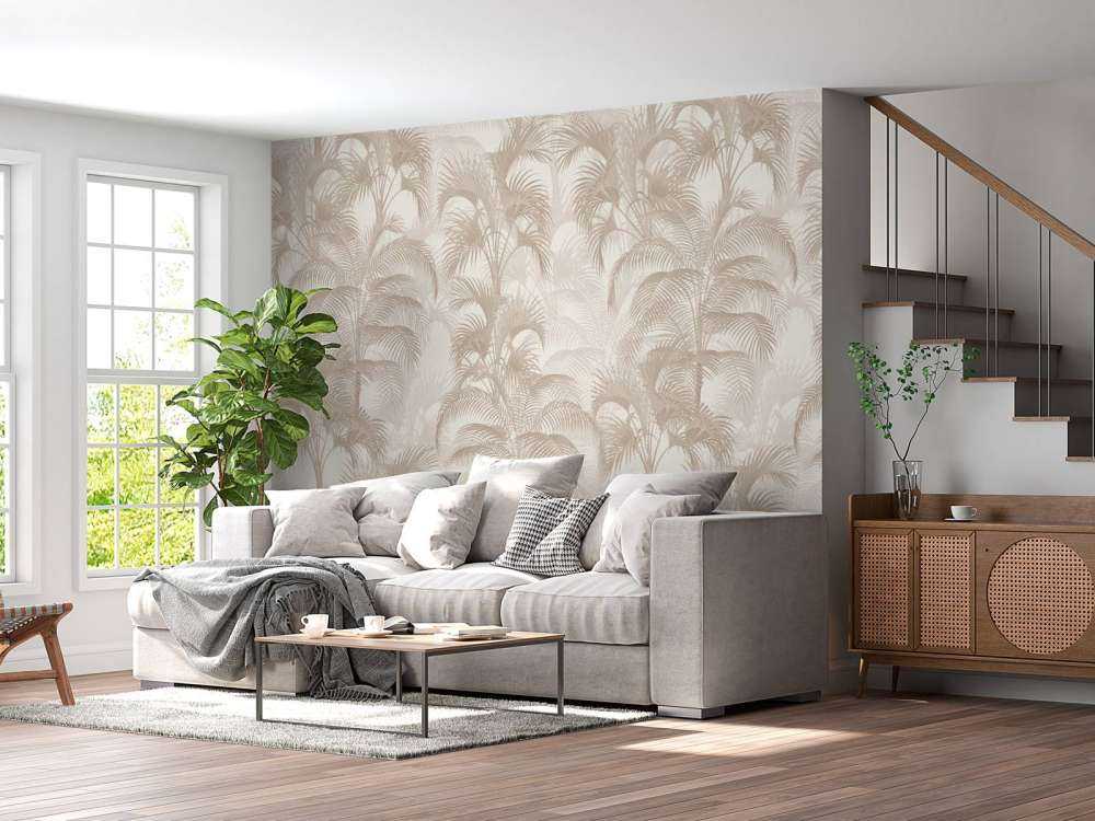 Palmiers tropicaux vintage - beige