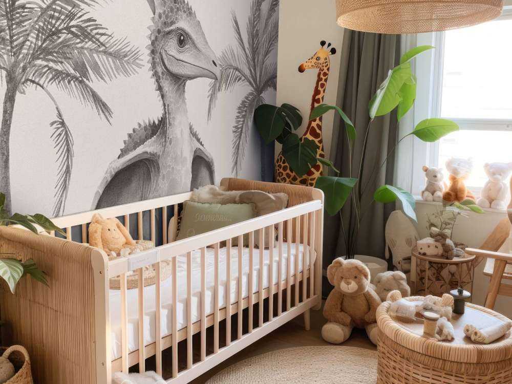 Bébé ptéranodon dans la jungle beige