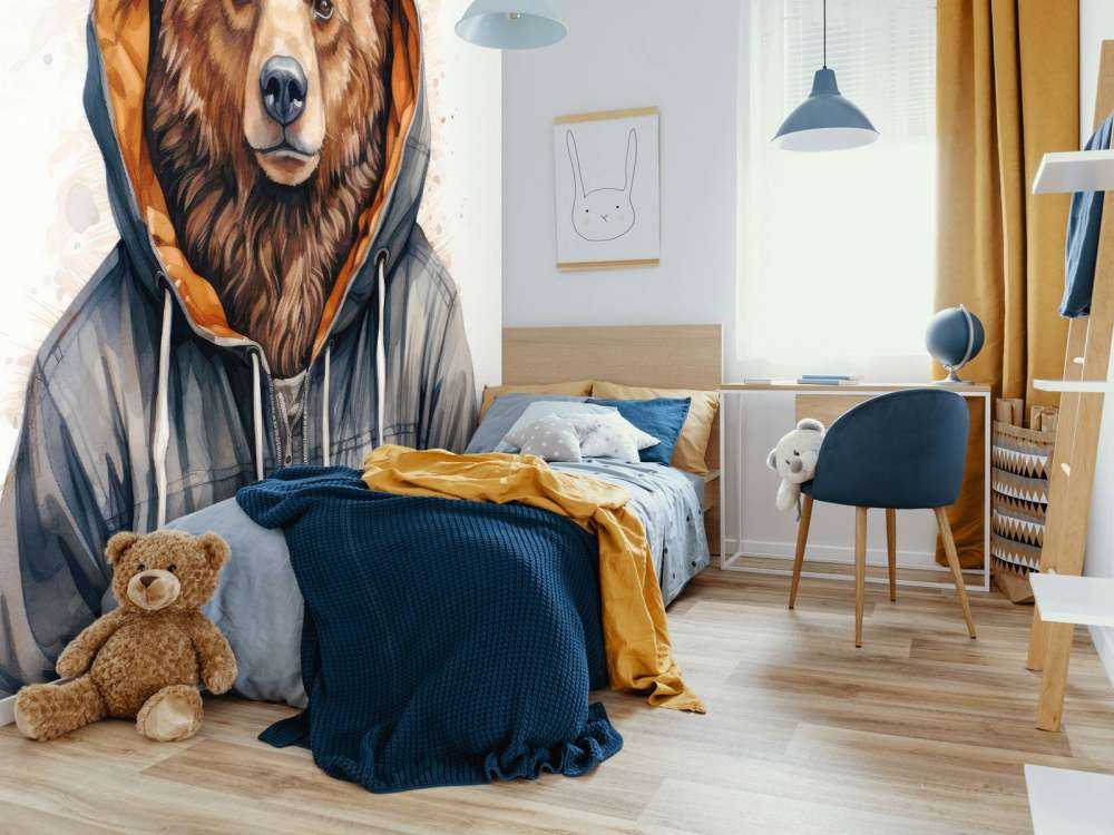 Ours Grizzly en Aquarelle avec un Sweat à Capuche