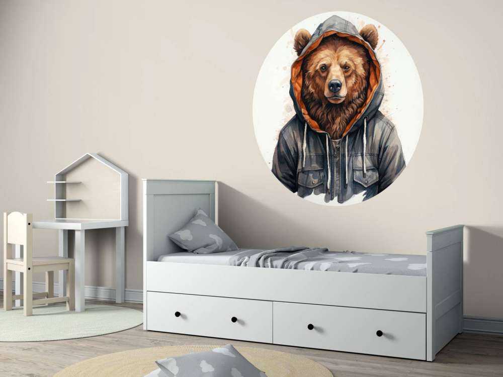 Ours Grizzly en Aquarelle avec un Sweat à Capuche