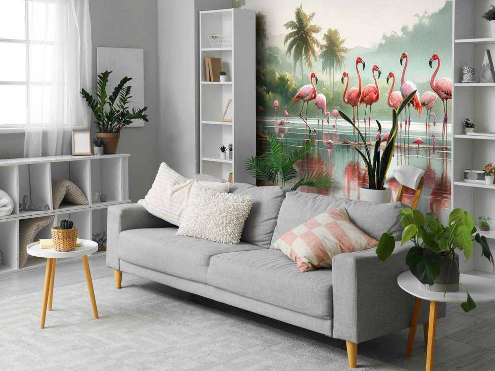 Réflexions matinales des flamants roses