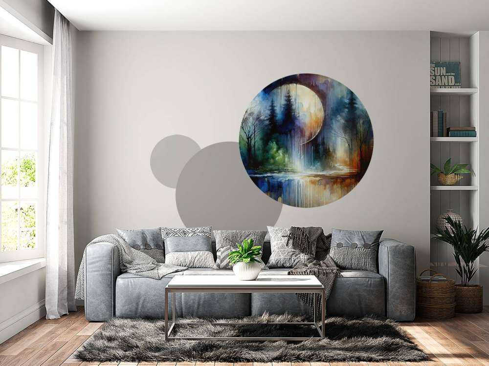 Watercolor Abstract Forest At Moonlight