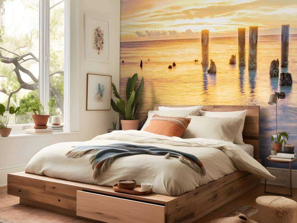 Mer calme au lever du soleil