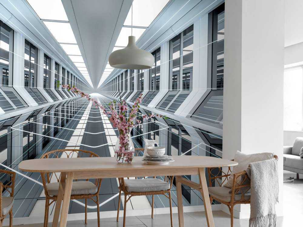 Couloir 3D dans un bureau