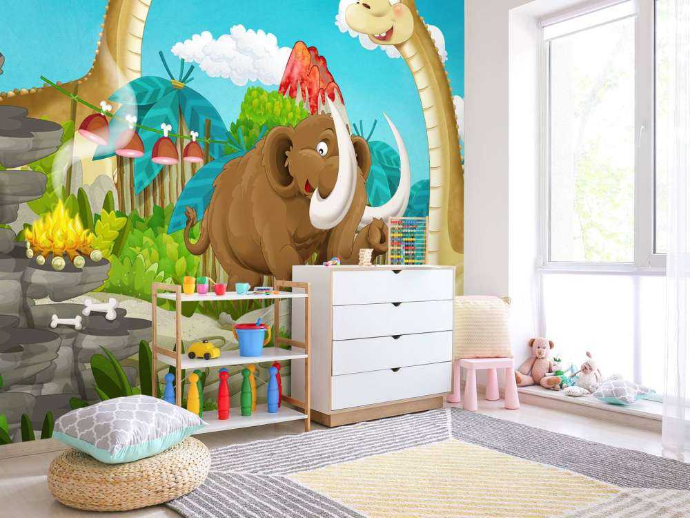 Un dinosaure et un mammouth