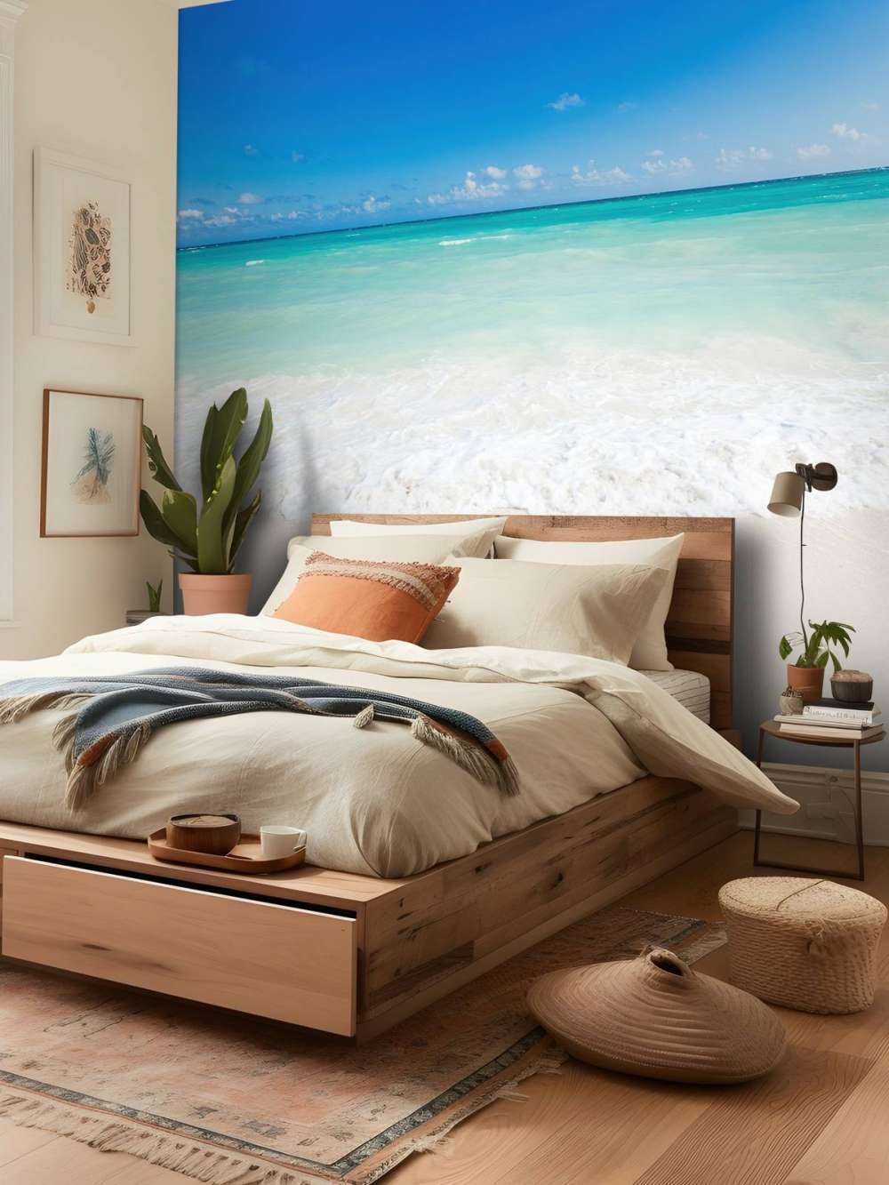 Plage et vagues blanches