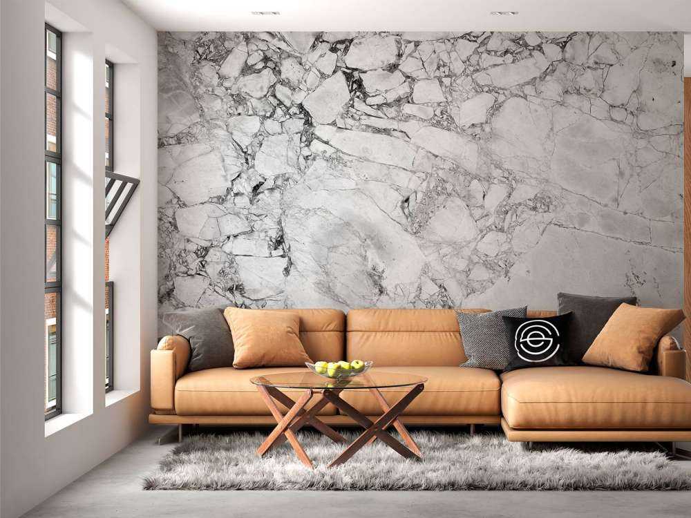 Marbre noir et blanc à structure grossière