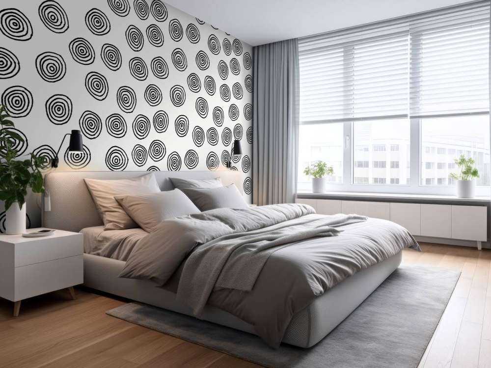 Cercles abstraits en noir et blanc