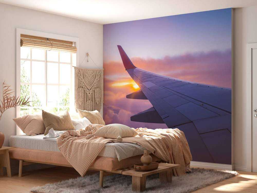 Aile d'avion dans les nuages