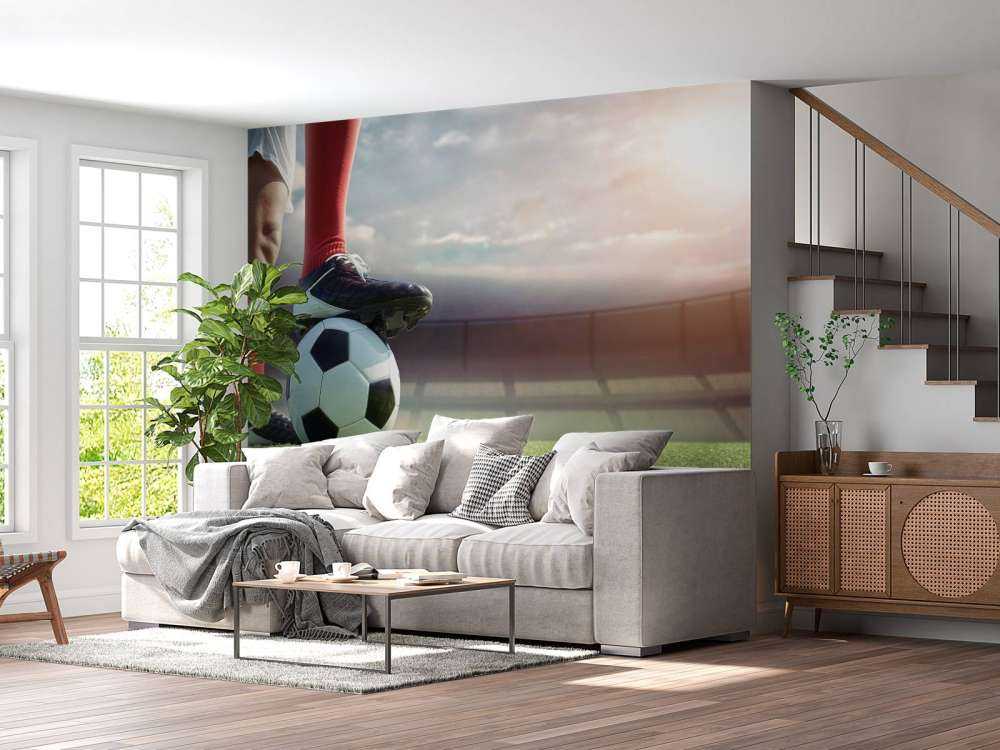 Stade avec un joueur de football